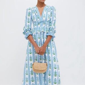 Floral Blue and White Maxi Dress